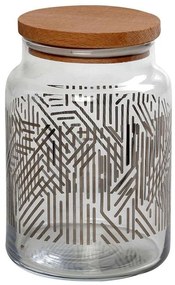 Βάζο Αποθήκευσης Με Καπάκι Labyrinth RAB660 890ml Φ10x14,5cm Silver Espiel Wood, Glass