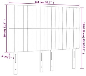 vidaXL Κεφαλάρι Κρεβατιού LED Ανοιχτό Γκρι 144x5x118/128 εκ. Βελούδινο