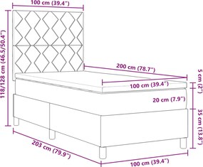 vidaXL Κρεβάτι με ελατήρια με κεφαλάρι Κρεμ 100 x 200 cm ύφασμα