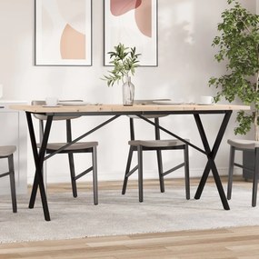 vidaXL Τραπέζι Τραπεζαρίας Πλαίσιο X Μασίφ Πεύκο/Ατσάλι