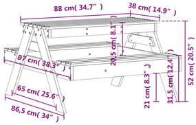 ΤΡΑΠΕΖΙ ΠΙΚΝΙΚ ΓΙΑ ΠΑΙΔΙΑ 88X97X52 ΕΚ. ΛΕΥΚΟ ΜΑΣΙΦ ΞΥΛΟ ΠΕΥΚΟΥ 832597