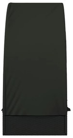 vidaXL Ξαπλώστρα Στρογγυλή Οροφή Μαύρη 211 x 57 x 140 εκ. Συνθ. Ρατάν