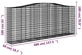 vidaXL Συρματοκιβώτια Τοξωτά 20 τεμ. 400x50x160/180 εκ. Γαλβαν. Ατσάλι