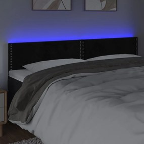 Κεφαλάρι Κρεβατιού LED Μαύρο 180x5x78/88 εκ. Βελούδινο - Μαύρο