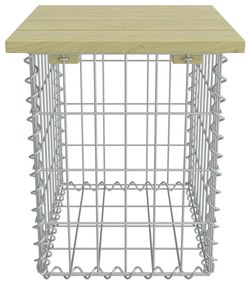 vidaXL Υποπόδιο Κήπου Γκρι 40x40x45εκ. Γαλβ. Χάλυβας Μασίφ Ξύλο Πεύκου