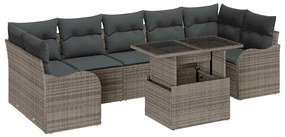 vidaXL Σετ Καναπέ Κήπου με μαξιλάρι 8 pcs Γκρι Πολυ ράταν