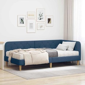 vidaXL Κρεβάτι Γωνίας Μπλε 90 x 200 cm ύφασμα