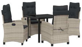 vidaXL Σέτ φαγητού για κήπο 5 pcs Ανοιχτό γκρι συνθετικό ρατάν
