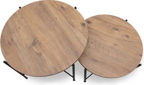 Σετ τραπεζάκια σαλονιού Zayden Megapap 2 τμχ χρώμα pine oak 65x65x52εκ.