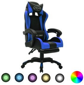 Καρέκλα Racing με Φωτισμό RGB LED Μπλε/Μαύρο Συνθετικό Δέρμα