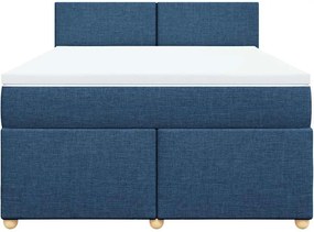 vidaXL Κρεβάτι Boxspring με Στρώμα Μπλε 140x190 εκ. Υφασμάτινο