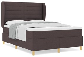 vidaXL Κρεβάτι Box Spring  με Στρώμα Σκούρο Καφέ 140x200 εκ. Ύφασμα