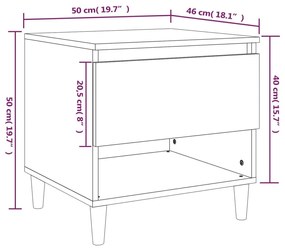 Κομοδίνα 2 Τεμ. Γκρι Σκυροδέματος 50x46x50 εκ. από Επεξ. Ξύλο - Γκρι