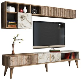 Σύνθεση Τηλεόρασης HM9438.01 180x35x40cm Walnut-White Melamine