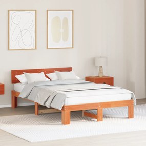 vidaXL Κρεβάτι με κεφαλάρι Καφέ 120x200 εκ Μασίφ ξύλο πεύκου