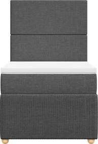 vidaXL Κρεβάτι Boxspring με Στρώμα Σκούρο Γκρι 90x190 εκ. Υφασμάτινο