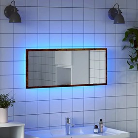 vidaXL LED Καθρέφτης Μπάνιου Καπνιστή Δρυς 100x8,5x37εκ. Επεξεργ. Ξύλο