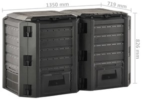 vidaXL Κάδος Κομποστοποίησης Μαύρος 800 Λίτρων