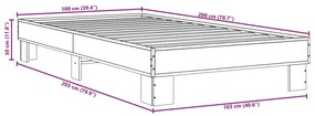 Πλαίσιο Κρεβατιού Sonoma Δρυς 100x200 εκ. Επεξ. Ξύλο &amp; Μέταλλο - Καφέ