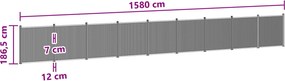 vidaXL Πάνελ Φράχτη 9 τμχ. 1580 x 186,5 εκ WPC και Αλουμίνιο Μαύρο