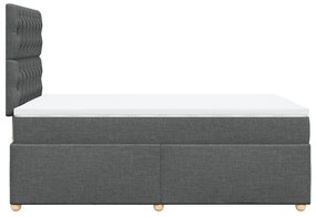 Κρεβάτι Boxspring με Στρώμα Σκούρο Γκρι 120x190 εκ Υφασμάτινο - Γκρι