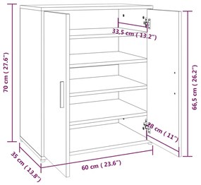 Παπουτσοθήκη Καπνιστή Δρυς 60x35x70 εκ. από Επεξεργασμένο Ξύλο - Καφέ