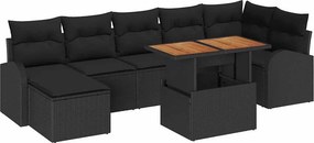 vidaXL Σετ Καναπέ Κήπου με αποθήκευση 8 pcs Μαύρο Πολυ ράταν
