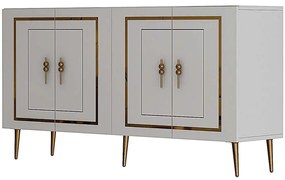 Μπουφές Piero 475OLV3103 150x35x75cm White-Gold Μοριοσανίδα, Μελαμίνη