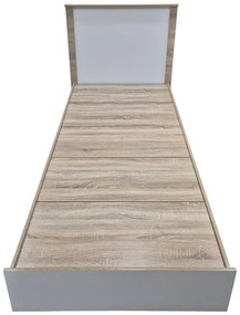 Κρεβάτι Athos pakoworld σε sonoma-λευκό απόχρωση 90x190εκ