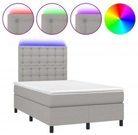 ΚΡΕΒΑΤΙ BOXSPRING ΜΕ ΣΤΡΩΜΑ &amp; LED ΑΝ.ΓΚΡΙ 120X190ΕΚ. ΥΦΑΣΜΑΤΙΝΟ 3270225