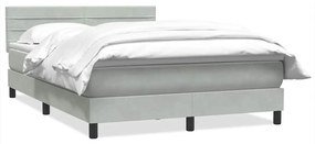 Κρεβάτι Boxspring με Στρώμα Ανοιχτό Γκρι 160x210 εκ. Βελούδινο - Γκρι