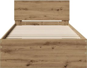 vidaXL Κρεβάτι με Κεφαλάρι Artisan Δρυς 90 x 200 cm Επεξεργασμένο ξύλο