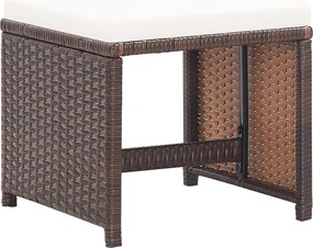 vidaXL Σετ Τραπεζαρίας Εξ. Χώρου 17 τεμ. Καφέ Συνθ. Ρατάν με Μαξιλάρια