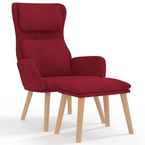 vidaXL Πολυθρόνα Relax Μπορντό Βελούδινη με Σκαμπό
