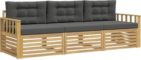 vidaXL Σειρά Καναπέ Εξωτερικού 3 pcs Άσπρο και Ανθρακί Πολυεστέρας