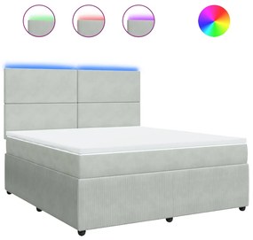 vidaXL Κρεβάτι Boxspring με Στρώμα Ανοιχτό Γκρι 180x200 εκ. Βελούδινο