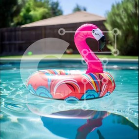 Intra Συλλεκτικό Ξύλινο Παζλ Plywood  4mm - Φουσκωτό Flamingo σε πισίνα Σε Ξύλινο Κουτί - Διαστάσεις: 10x10 cm – 25 κομμάτια