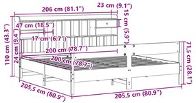 ΚΡΕΒΑΤΙ ΒΙΒΛΙΟΘΗΚΗ ΧΩΡΙΣ ΣΤΡΩΜΑ 200X200 ΕΚ ΜΑΣΙΦ ΞΥΛΟ ΠΕΥΚΟΥ 3323014