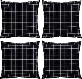vidaXL Διασκορπισμένα Μαξιλάρια Καρό 4 pcs Μαύρη Καρώ 50 x 50 cm