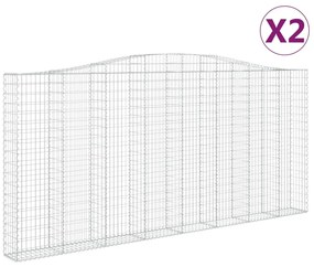 vidaXL Συρματοκιβώτια Τοξωτά 2 τεμ. 400x30x180/200 εκ. Γαλβαν. Ατσάλι