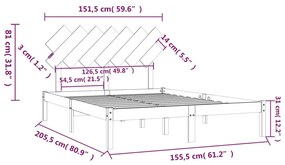 Πλαίσιο Κρεβατιού Λευκό 150 x 200 εκ. Μασίφ Ξύλο King Size - Λευκό