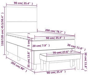 Κρεβάτι Boxspring με Στρώμα Μαύρο 90x200εκ. από Συνθετικό Δέρμα - Μαύρο