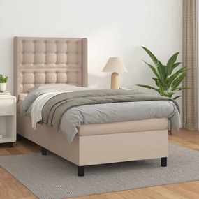 Κρεβάτι Boxspring με Στρώμα Καπουτσίνο 90x190εκ.από Συνθ. Δέρμα - Καφέ