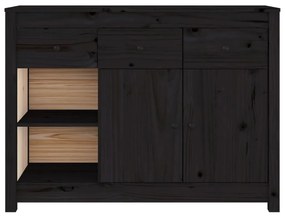 Συρταριέρα Μαύρη 100x35x74 εκ. από Μασίφ Ξύλο Πεύκου - Μαύρο