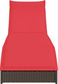 vidaXL Πτυσσόμενη ξαπλώστρα με μαξιλάρι και αποθήκευση Brown