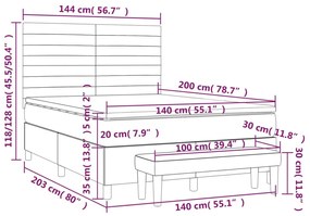 Κρεβάτι Boxspring με Στρώμα Μπλε 140x200 εκ. Υφασμάτινο - Μπλε