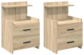 vidaXL Κομοδίνα 2 τεμ. με 2 Συρτάρια, Χρώμα Sonoma Δρυς 40x36,5x62 εκ.