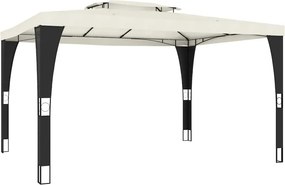 vidaXL Κιόσκι με Διπλή Οροφή Κρεμ 3,98x2,98 μ. Ατσάλινο