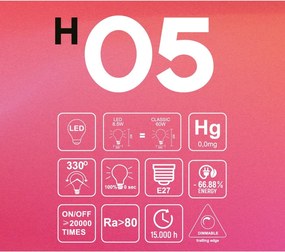 LED Filament Λαμπτήρας H05 Ellipse 220 Μελί 8,5W E27 Dimmable 2200K