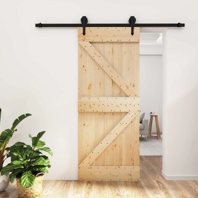 vidaXL Συρόμενη Πόρτα Φυσικό και Μαύρο 85 x 210 cm